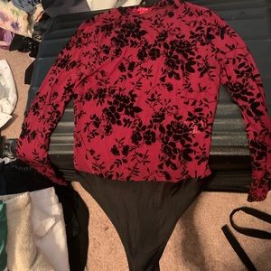 Long sleeves see through roses blouse